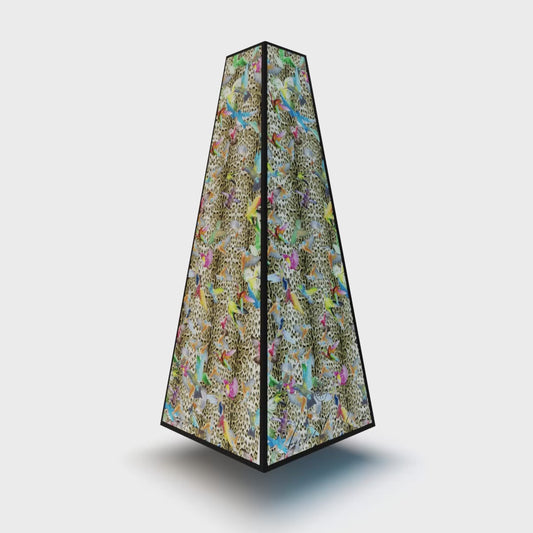 XOUNTS Soundsystem mit Style Cover Leo Colibri by Anni Carlsson – auffälliger Design Lautsprecher mit Leopardenmuster und bunten Kolibris für ein wildes, farbenfrohes Wohnambiente