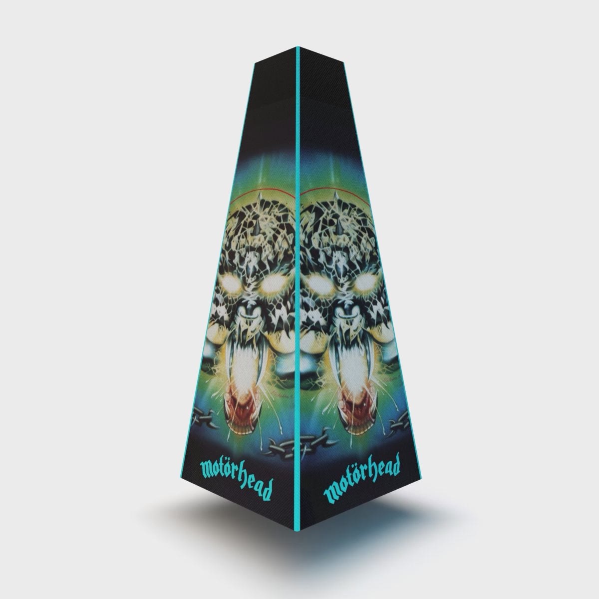 XOUNTS Soundsystem mit Motörhead „Overkill“ Style Cover – ikonisches Album-Artwork mit mehrfacher Warpig-Fratze in explosivem Blau-Grün-Look und klassischem Bandlogo.