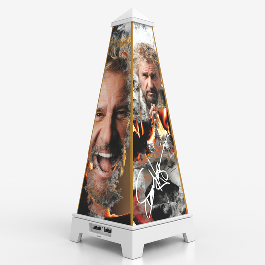 XOUNTS Soundsystem Sammy Hagar Edition – Signed Style Cover in Weiß mit Porträt, Flammen und original Sammy-Hagar-Signatur