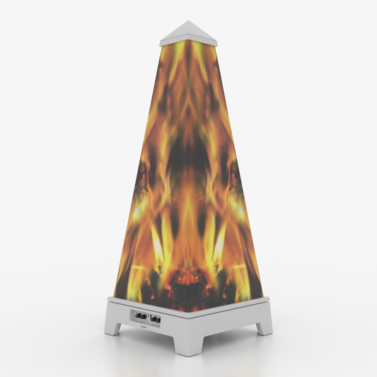 XOUNTS Soundsystem White – Classic Style – Campfire Cover mit Flammen-Design