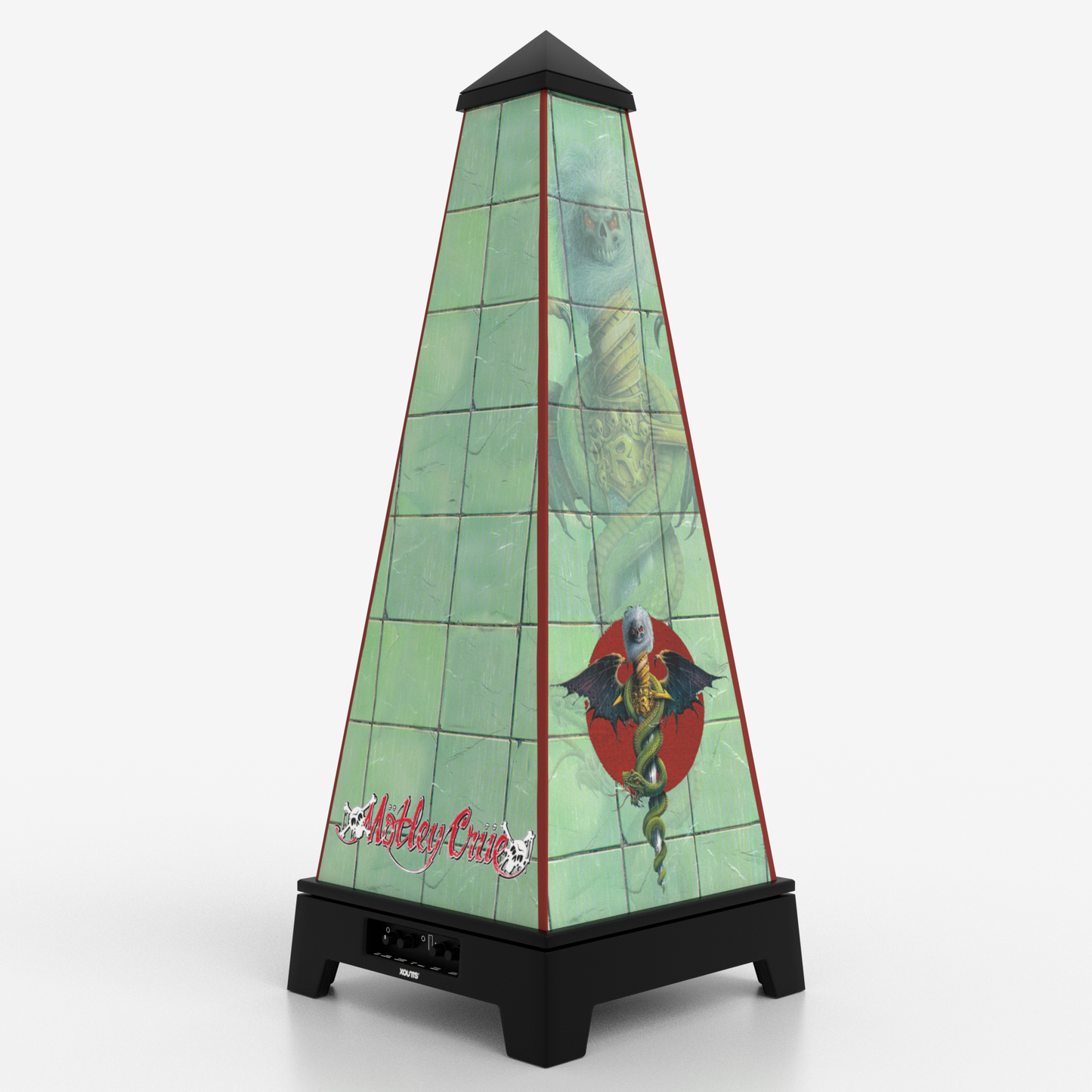 XOUNTS Soundsystem Black mit Mötley Crüe Feel Good Style Cover – grünes Artwork mit Iconic-Serpent-Illustration im klassischen Dr. Feelgood Look