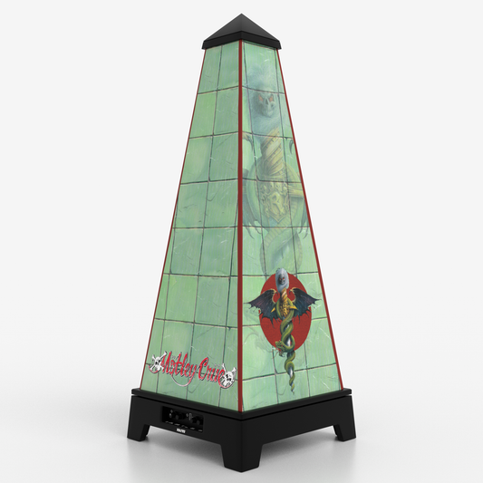 XOUNTS Soundsystem Black mit Mötley Crüe Feel Good Style Cover – grünes Artwork mit Iconic-Serpent-Illustration im klassischen Dr. Feelgood Look