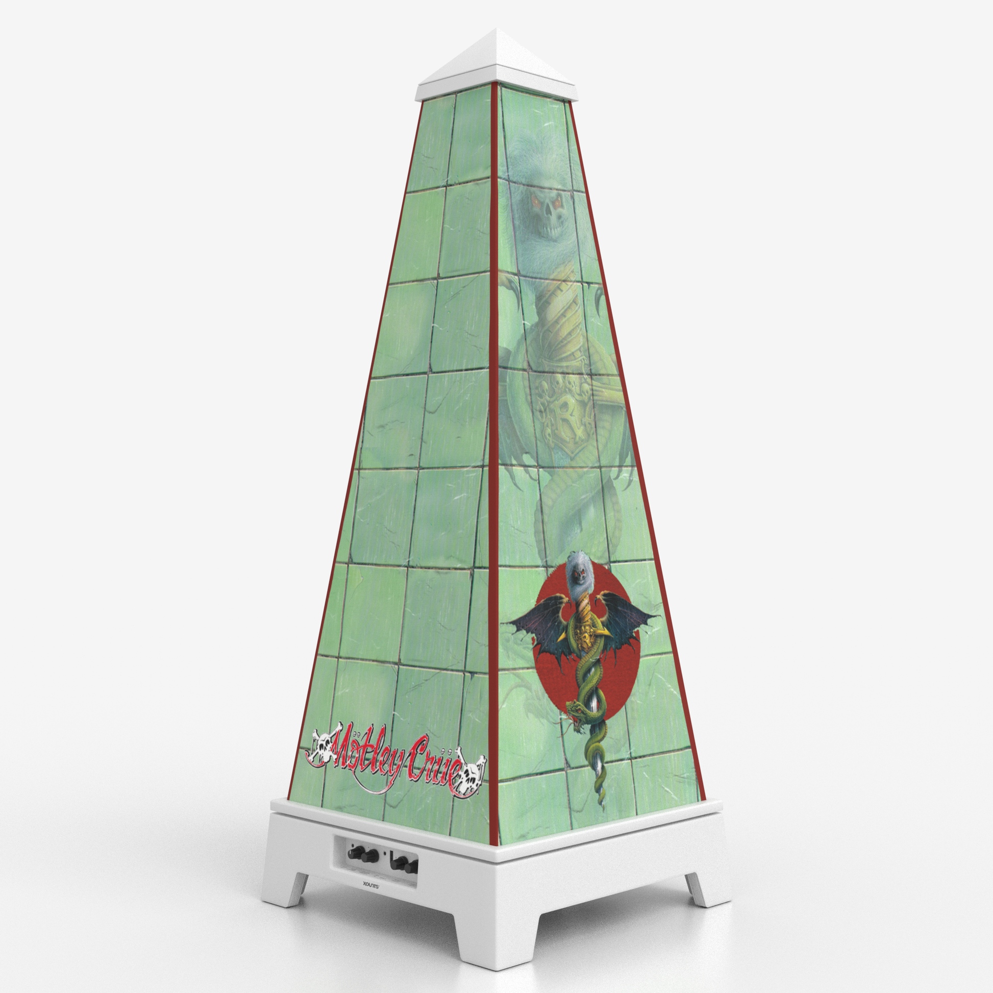XOUNTS Soundsystem White mit Mötley Crüe Feel Good Style Cover – grünes Dr. Feelgood Design mit ikonischem Serpent-Wappen