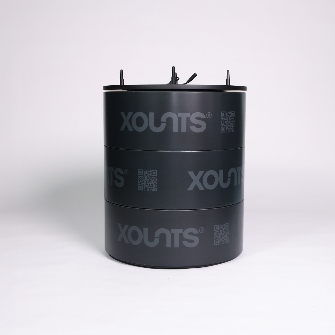 XOUNTS Soundsystem Turntable ohne XOUNTS mit 3er Podesten in gleicher Farbe, Schwarz