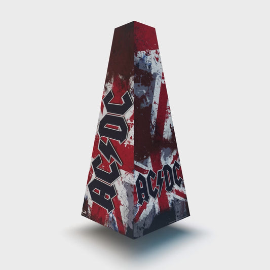 XOUNTS 360-Grad Stereo Soundsystem mit Style Cover AC/DC Britain – kraftvoller Design Lautsprecher mit Union Jack und AC/DC Logo für ein rockiges Statement im Wohnambiente