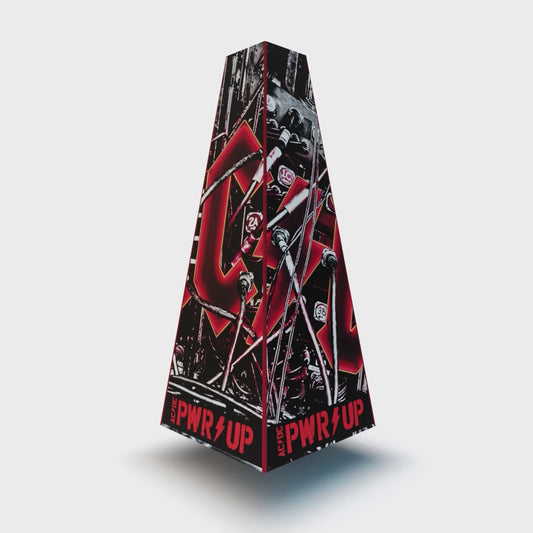 XOUNTS Soundsystem mit AC/DC Style Cover Studio – energiegeladener Design Lautsprecher mit offiziellem PWR/UP-Artwork im Industrial-Look für echte Rockfans