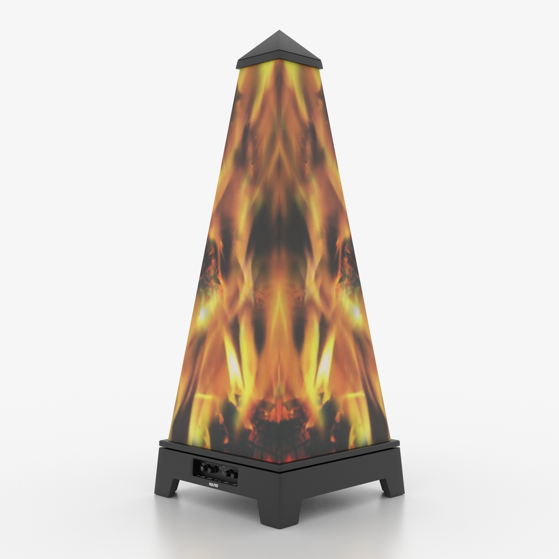 XOUNTS Soundsystem Black – Classic Style – Campfire Cover mit Flammen-Design