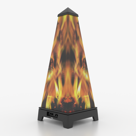 XOUNTS Soundsystem Black – Classic Style – Campfire Cover mit Flammen-Design