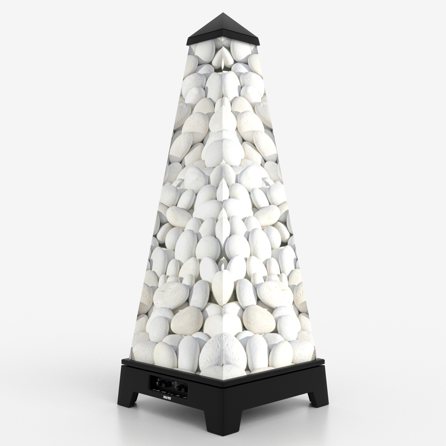 XOUNTS Soundsystem Black – Classic Style – Pebble Cover mit weißen Natursteinen
