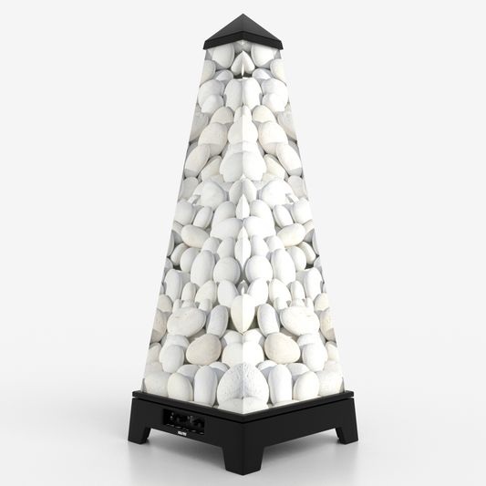 XOUNTS Soundsystem Black – Classic Style – Pebble Cover mit weißen Natursteinen