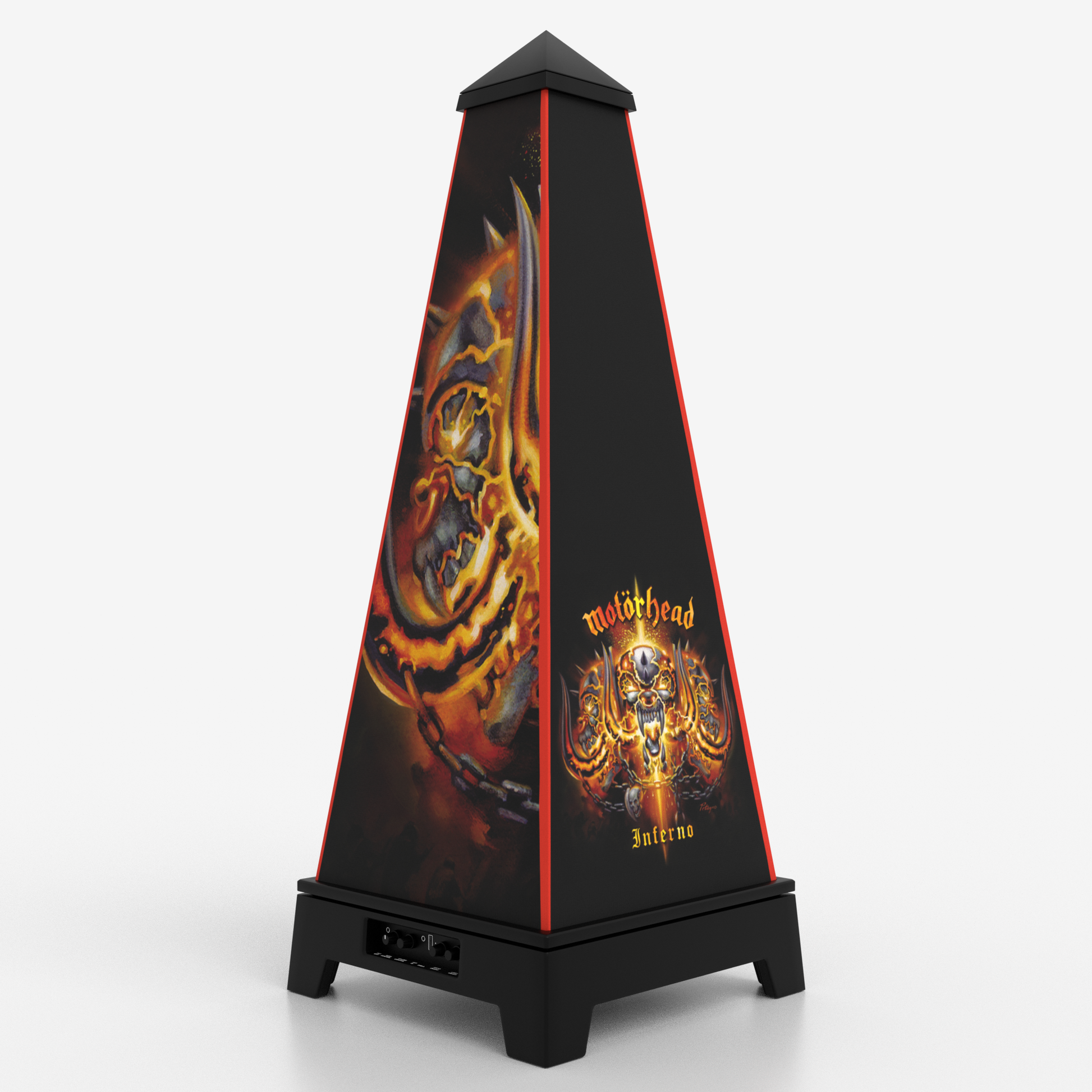 XOUNTS Soundsystem Motörhead Edition – Inferno Style mit flammendem War-Pig Artwork, schwarzer Base, 360° Lautsprecher mit LED-Ambiente-Licht