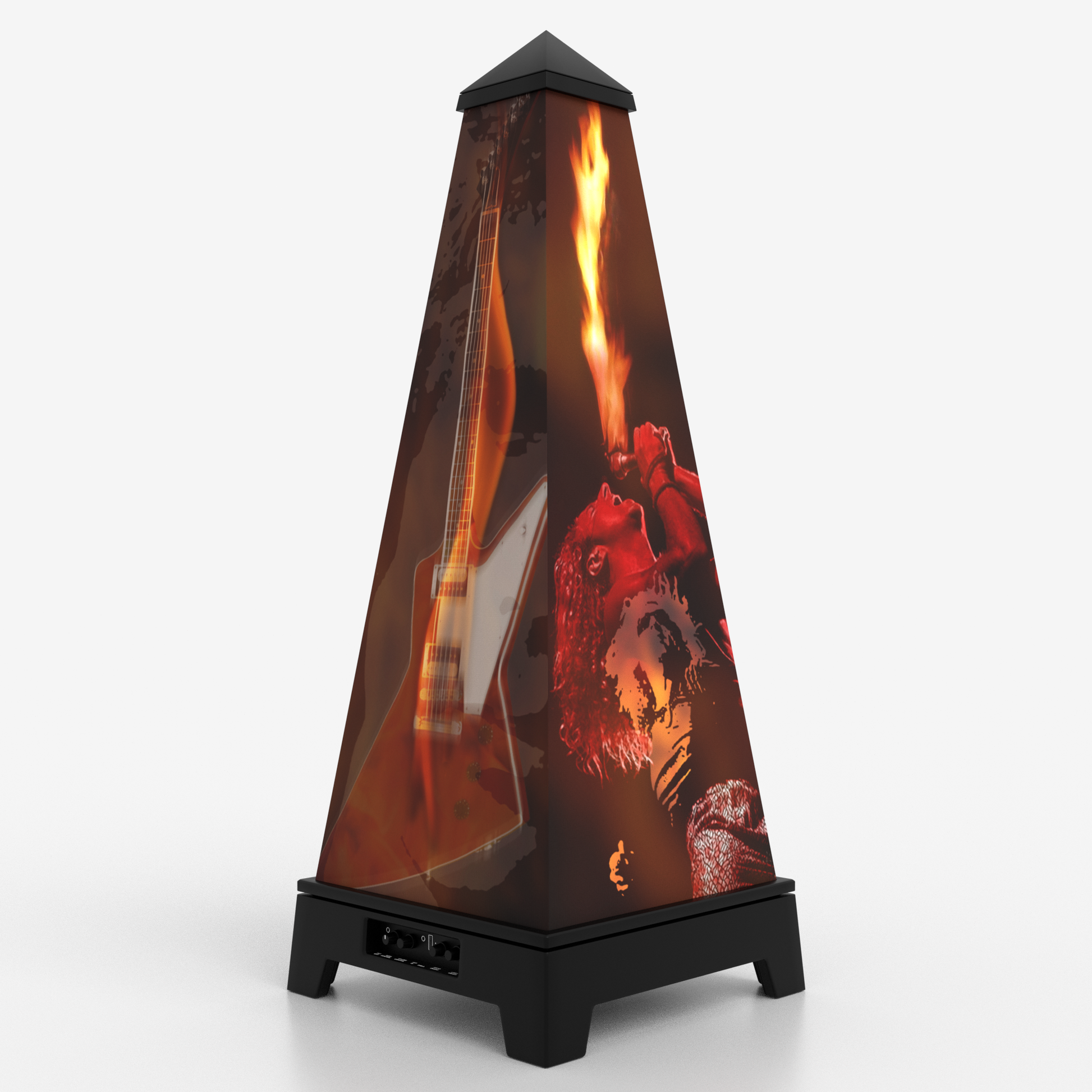 XOUNTS Soundsystem Sammy Hagar Edition im Flame Style Cover auf schwarzer Base – Feuer-Artwork mit Gitarre und Performance-Motiv