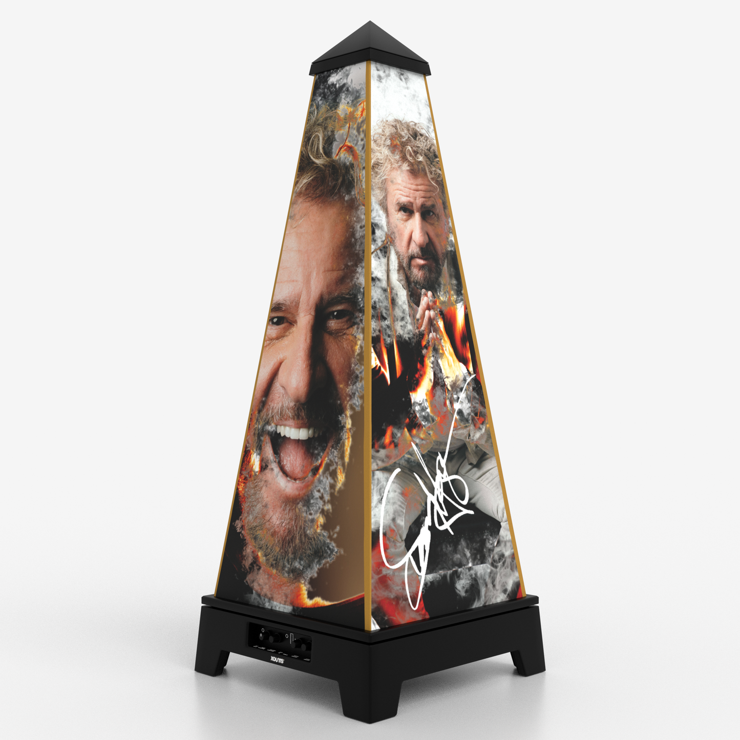 XOUNTS Soundsystem Sammy Hagar Edition – Signed Style Cover in Schwarz mit feurigem Porträt und Signatur von Sammy Hagar