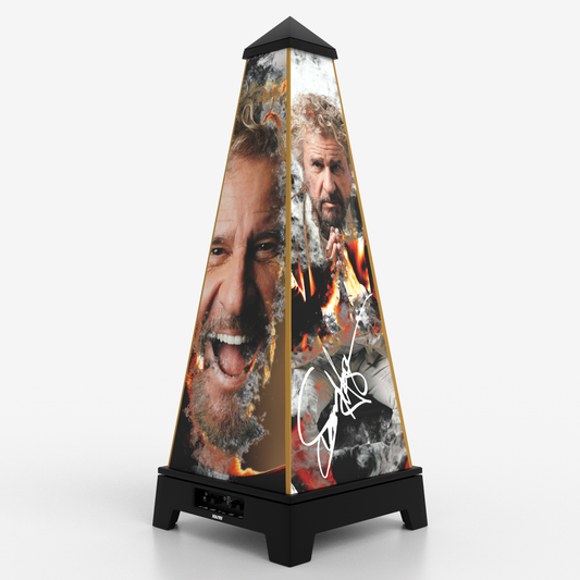 XOUNTS Soundsystem Sammy Hagar Edition – Signed Style Cover in Schwarz mit feurigem Porträt und Signatur von Sammy Hagar