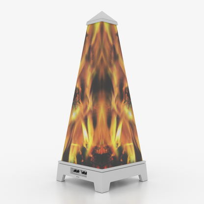 XOUNTS Soundsystem White – Classic Style – Campfire Cover mit Flammen-Design